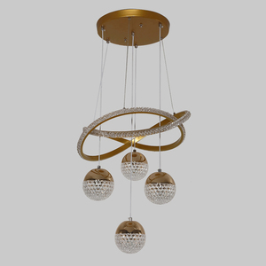 Luminaire de plafond rond en aluminium LED pour salon et chambre à coucher, luminaire moderne rond à deux cercles, lustres sphériques suspendus - Product Image 3