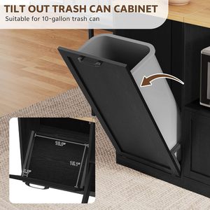 SENYU Tilt Out Trash Can <b>Cabinet</b> for 10-Gallon <b>Bin</b> Modern Black MDF Kitchen <b>Storage</b> Drawer with Easy Installation - Product Image 6