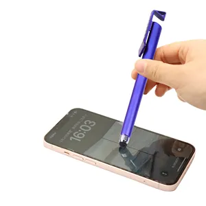 עט כדורי סטיק רב תכליתי חדש לקידום מכירות עט מסך מגע רך 2 ב-1 עם לוגו מותאם אישית 4 ב-1 עטים כדורי מתכת רב צבעוניים