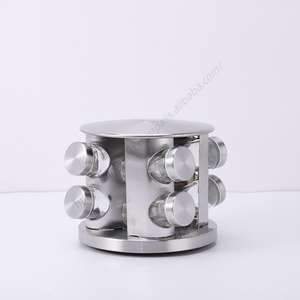 Support de rangement rotatif multifonctionnel en acier inoxydable pour 8 pots, idéal pour sel, herbes, épices et poivre - Vente en gros - Product Image 1