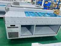Table de préparation de salades en acier inoxydable avec refroidisseur d'air commercial et bacs GN, station de buffet pour restaurant