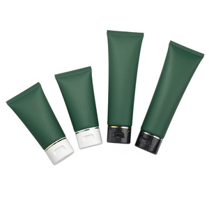 Tube d'emballage cosmétique vert foncé 50g, tube de crème pour les mains 100ml, tube de nettoyant visage en plastique mat avec bouchon à clapet - Product Image 1