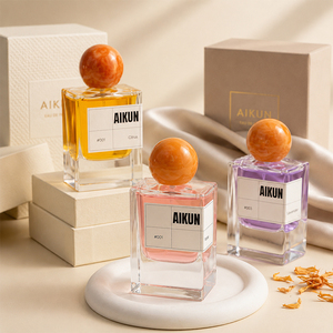 Aikun Natural Citrus Floral Square Glass Bottle Perfume Set For Wholesale Gift <b>Box</b> Daily Personal Fragrance Private Label Supply - Product Image 1