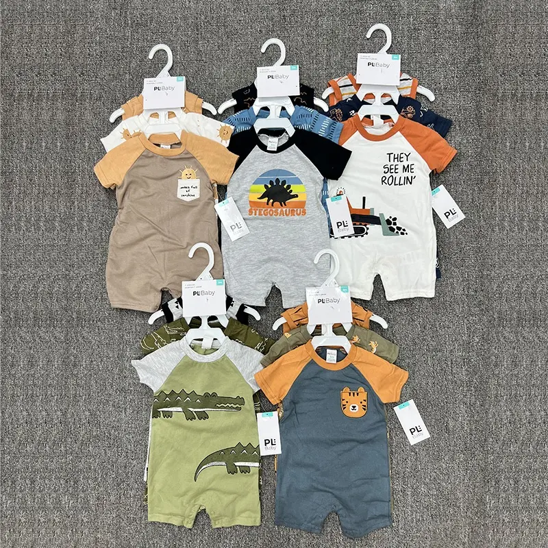 Brand new wholesale stock new born boys clothes 0-18M summer baby Clothes rompers bodysuit suspenders baby clothes sets