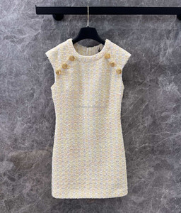 <span class=keywords><strong>Abito</strong></span> color <span class=keywords><strong>oro</strong></span> di lusso di alta qualità con tag ragazze con paillettes scintillante passerella in Tweed <span class=keywords><strong>Mini</strong></span> <span class=keywords><strong>abito</strong></span> con bottone in Tweed decorato con bottone in Tweed - Product Image 1