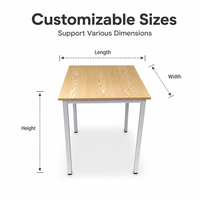 Table de réunion de bureau minimaliste moderne, base en métal blanc contemporain, bureau de conférence pour les entreprises