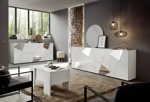 Meuble d'appoint <span class=keywords><strong>Buffet</strong></span> simple peint en blanc avec rangement <span class=keywords><strong>Buffet</strong></span> moderne avec verre pour salon salle à manger - Product Image 3