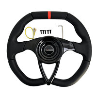 TIYPEOR 350mm Volant à la dérive modifié Volante en cuir chromé à rayons Volant de sport classique pour jeu PC