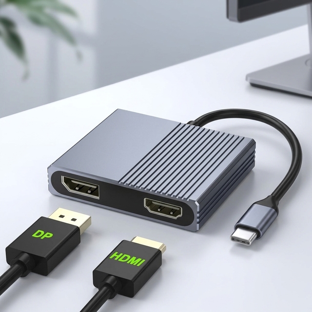TUTI 4 in 1 Usb Hub Display Port 4K60Hz PD USB 3.0 PD Fast Charging Dual Monitor Adapter Type c Docking Station