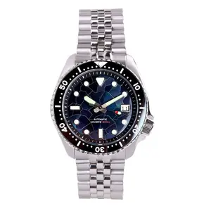 41mm Tandorio MOP Black Dial Diver Steel Mechanical Watch Men Japan NH35 Movt Black Chapter Ring Flat Sapphire Crystal Lumnous