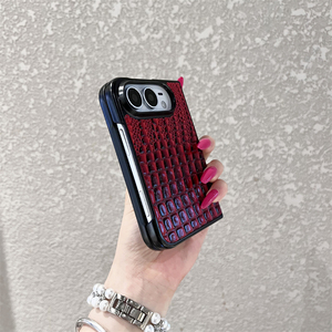 Étui de téléphone en cuir de crocodile brillant INS pour iPhone Duo, texture coréenne, anti-chute, antichoc, coque arrière pour fille pour iPhone Duo - Product Image 4