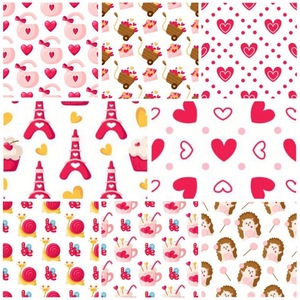 Tissu de patchwork personnalisé en coton pur imprimé numérique style Saint-Valentin 2024 avec motif cœur mignon - Product Image 5