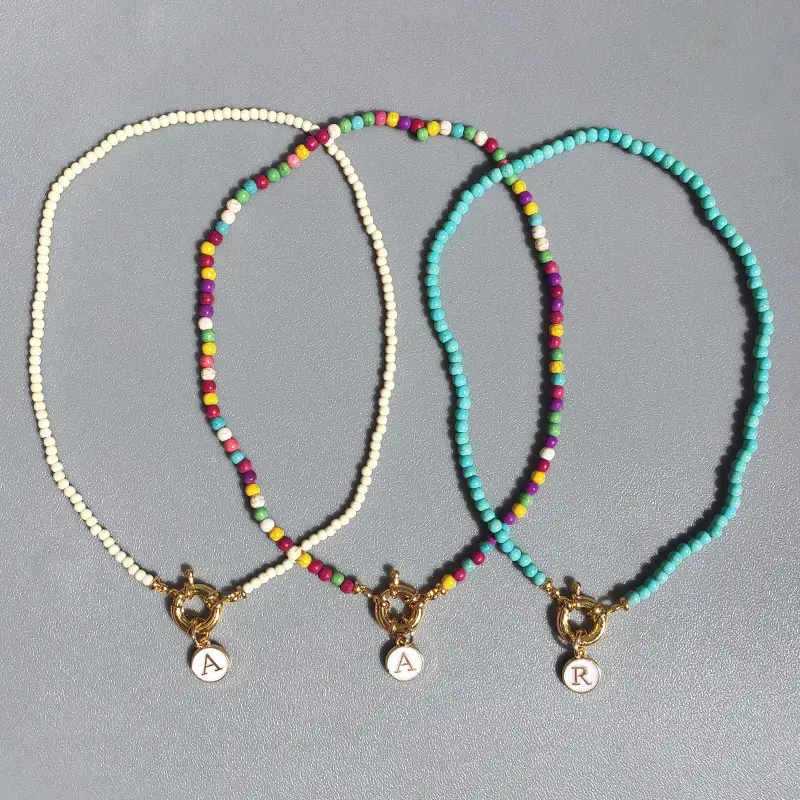 Boho Kalung Manik-manik Batu Warna-warni Kreatif Kustom Hadiah Perhiasan Liontin Awal Musim Panas Wajib Dimiliki