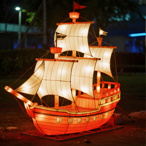 Lanterne en forme de bateau recouverte de soie durable et étanche pour les fêtes de <span class=keywords><strong>quai</strong></span> en plein air Backyard Summer Nights Festive Decor Thanksgiving - Product Image 1