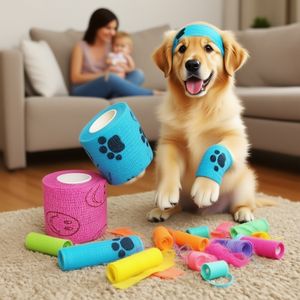 工場価格 カスタムロゴ印刷 粘着性包帯 不織布 アスレチック ベットラップ包帯 弾性 自己粘着包帯 ペット用 - Product Image 6