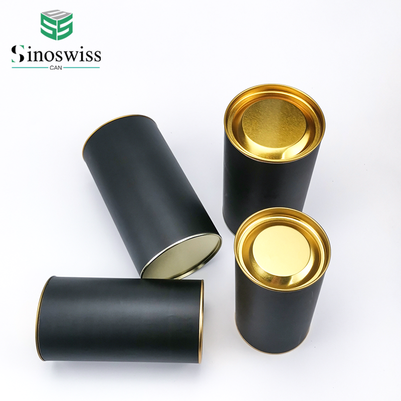 Leather Paper Black and Gold Box Paper Tube for Perfume Wine Whisky Bottle Packaging