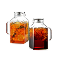 Carafe à eau en verre transparent résistant à la chaleur de forme carrée minimaliste moderne de 1 gallon avec couvercle