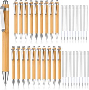 Stylos en bambou écologiques recyclés avec logo personnalisé de haute qualité, stylos à bille promotionnels en bois, cadeau personnalisé - Product Image 1