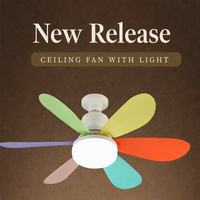 Ventilateur de plafond LED E27 coloré à 6 pales amovibles, télécommande, moteur DC, pour chambre d'enfant, décoration intérieure.