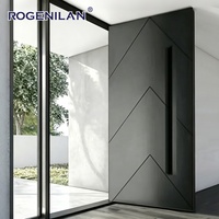 Puerta de Entrada Frontal Moderna de Aluminio y Vidrio Rogenilan, Puertas Pivotantes de Seguridad Antirrobo con Doble Acristalamiento para Villa