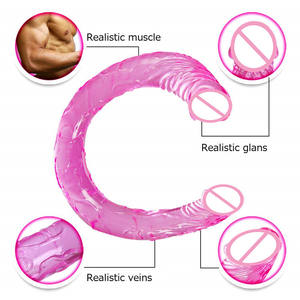 17 pouces Silicone gelée mince sans bretelles Double face gode <span class=keywords><strong>Anal</strong></span> stimulation vaginale deux têtes gode lesbien Gay sexe produit - Product Image 3