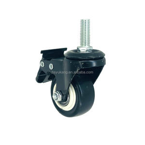 20 मिमी थ्रेडेड स्टेम ठोस व्हील 1.5 इंच 2 इंच स्विस कैस्टर काले भारी शुल्क एम 8 लॉकिंग कैस्टर - Product Image 6