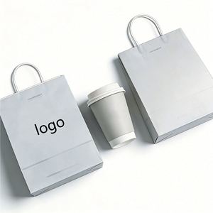 Factory Direct Customizable Light Gray <b>Paper</b> Packaging Set With Handles Eco-friendly Ideal for Coffee & Takeaway Packaging - Product Image 1