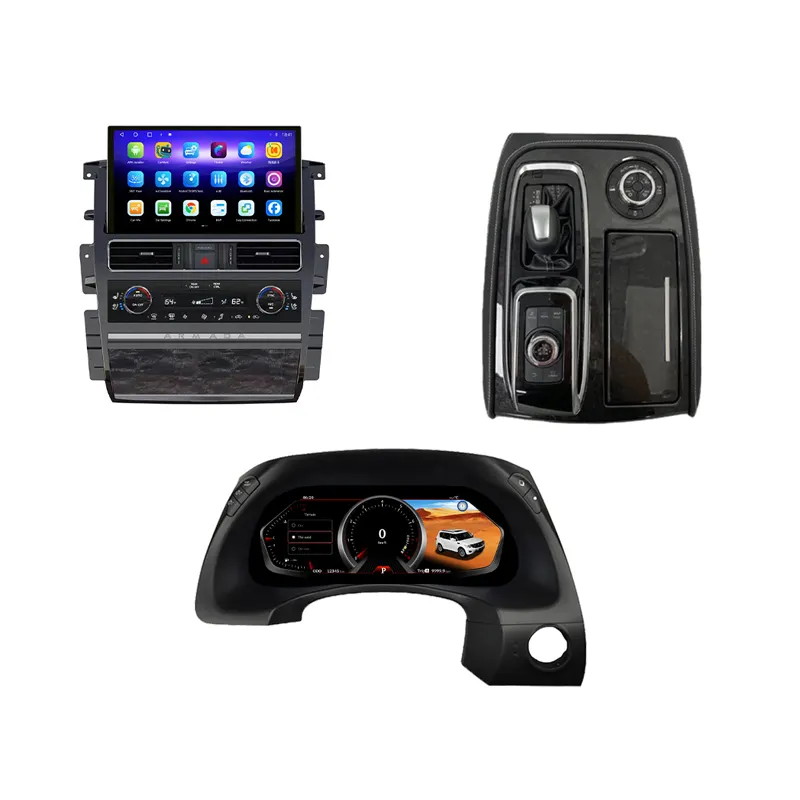 Konsol Interior dasbor Digital, pegangan & Panel dekorasi Interior dasbor nirkabel Android 12.3 / 13.3 "untuk Nissan Patrol Y62 Amanda