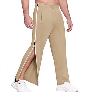 Custom OEM Men's Tear Away Basketball Pants 2 Side Zippers Snap Off Full Open Down Sweatpants Leg <b>Post</b> Surgery Pant with Pockets - Product Image 1