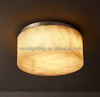 Plafonnier moderne en albâtre cylindrique avec base en acier, lampe de plafond pour chambre à coucher, couloir, salle de bain, décoration intérieure