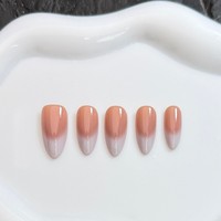 YD25 Kaixin Vente en gros Faux ongles à presser Amande, Couverture complète, Brillants, Réutilisables, Couleurs Pêche Nude Rose Blanc, Style French Ombré