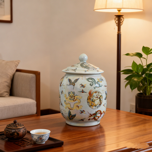 โถเก็บของเซรามิกจีนสีขาวขายส่ง ฝาปิดลาย<span class=keywords><strong>มังกร</strong></span> พร้อมแจกันเซรามิก - Product Image 5