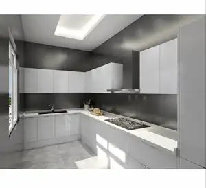 Custom Simple Design Kitchen Cabinet Melamine Cabinets White Color Kitchen Storage Furniture