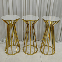 LISSE nouveau Design brillant or rond en acier inoxydable gâteau piédestal cylindre Dessert Table gâteau socle support pour la décoration d'événement