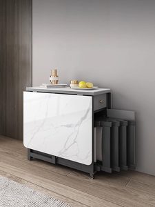 AHS High-end slab <b>dining</b> <b>table</b> <b>foldable</b> side-mounted wheeled telescopic suitable for small apartments and home use - Product Image 1