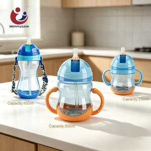 <span class=keywords><strong>Vaso</strong></span> de entrenamiento personalizado para bebés con pajita y asas, botella de agua de plástico para niños, venta al por mayor para recién nacidos - Product Image 1