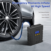 Compresseur d'air portable BlueGlow PowerBoost 12V ABS pour pneus de voiture avec jauge numérique, lumière d'urgence et gonflage rapide 150 psi