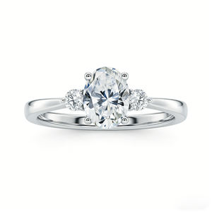 แหวนหมั้นเพชรเลี้ยงในห้องปฏิบัติการ ชุบทองคำขาว 14K แท้ 14K สำหรับผู้ชาย ผู้หญิง งานปาร์ตี้ พร้อมใบรับรอง - Product Image 1