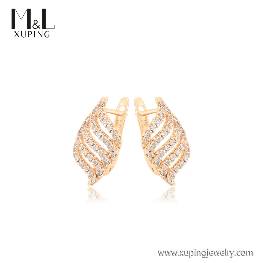 ML71675 XUPING ML Store Fashion Jewelry Woman Accessories 18K Gold Color Vintage Leaf Style Court Design Hoop Earrings