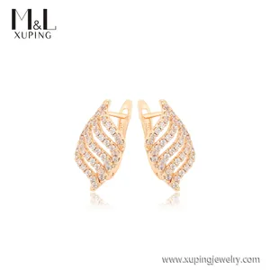 ML71675 XUPING ML Store Fashion jewelry woman accessories 18K gold color Vintage leaf style court design Hoop earrings