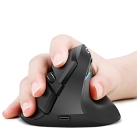 DELUX M618Mini Mouse vertikal bercahaya nirkabel, tetikus vertikal ergonomis dapat diisi ulang