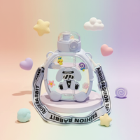 Bouteille d'eau d'été pour enfants 1L, jolie tasse en plastique grande capacité, gourde de sport double usage de haute qualité pour l'école