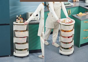 Carrito de Almacenamiento de Cocina de Plástico, Estante Giratorio de 5 Niveles para Almacenamiento de Alimentos con Estantes para Frutas y Verduras, con Ruedas - Product Image 3