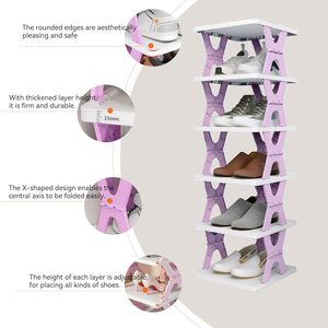 Meuble à chaussures moderne multi-niveaux, simple et peu encombrant, pour petits espaces étroits, idéal pour l'entrée. - Product Image 4