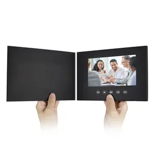 Articoli promozionali schermo lcd HD da 7 pollici videocard video cartolina video box digitale con brochure video con schermo lcd per regalo