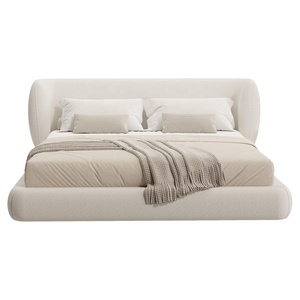 Cama Moderna de Lujo para Adultos con Estructura de Madera Sólida, Tapicería de Lino Suave y Estructura Resistente, Tamaño Queen, Tipo Plataforma para <span class=keywords><strong>Dormitorio</strong></span> - Product Image 1