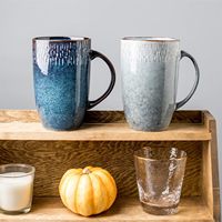 Tasse à café en porcelaine extra large de 21 oz avec une grande poignée Tasse à thé et à café jumbo avec cuillère et couvercle en bois