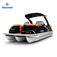 Bateau ponton de luxe confortable et durable pour la pêche sportive, grande capacité, sièges de luxe, système audio pour les excursions en groupe et les rassemblements