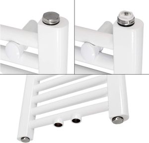 Radiateur de salle de bain avec porte-serviettes blanc, design contemporain droit, installation facile, raccordement central flexible - Product Image 4