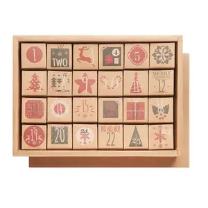 A set of 24 pieces for an advent calendar made of kraft paper New custom advent calendar box